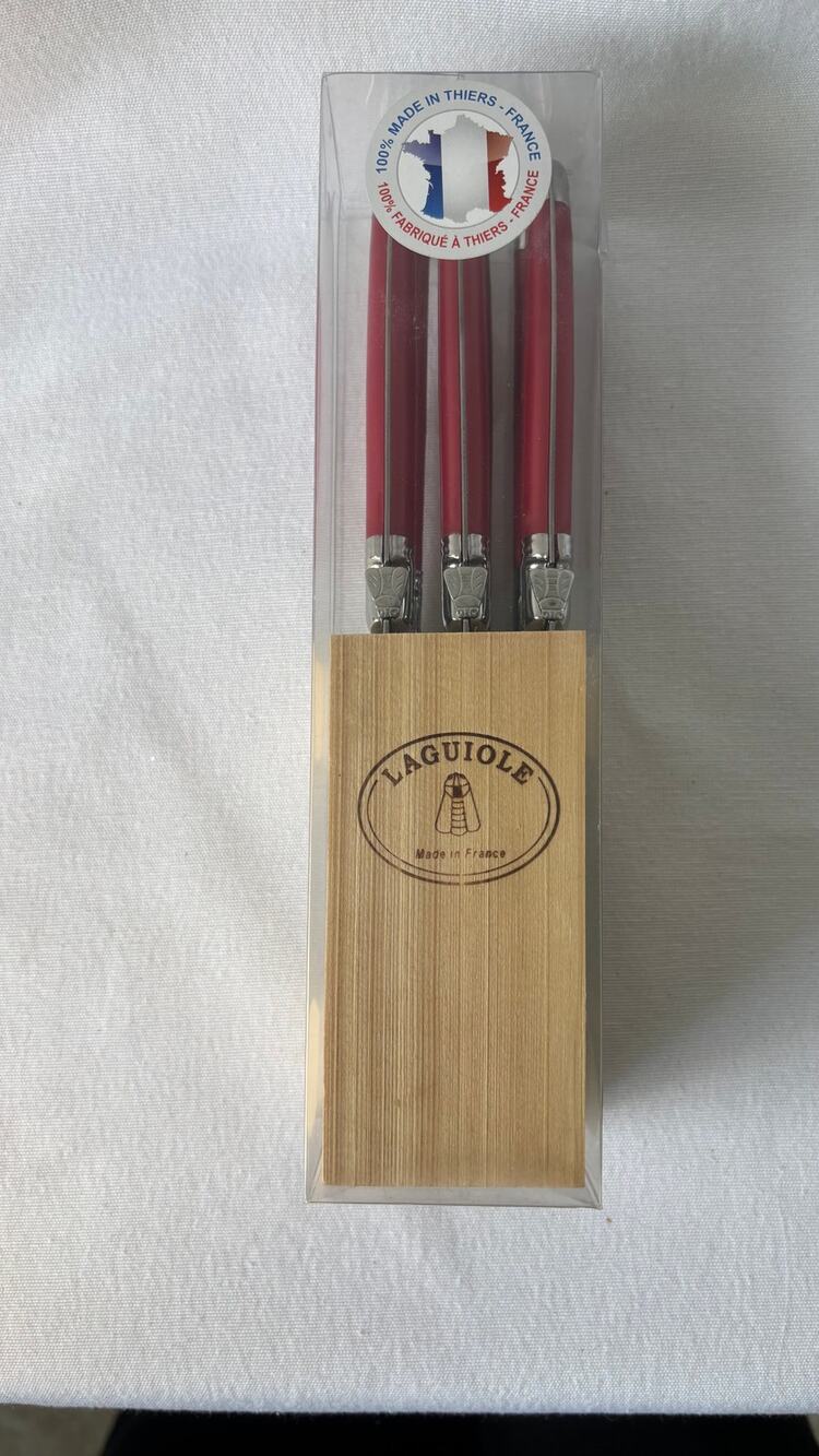French Modern Laguiole Stainless Steel Charcoal Gray Resin Steak Knives Set 6